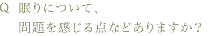 Q 眠りについて、問題を感じる点などありますか？